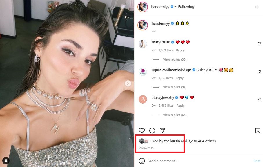 Kerem Bürsin stoppled liking Hande Erçel pictures on Instagram Kerem Bürsin, Hande Erçel'in Instagram'daki fotoğraflarını beğenmekten vazgeçti