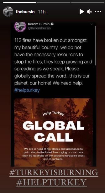 Hande Erçel ercel help turkey fire