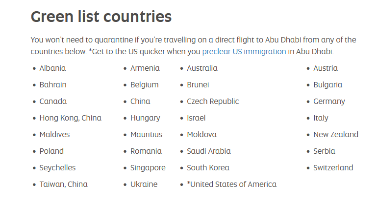 green list countries