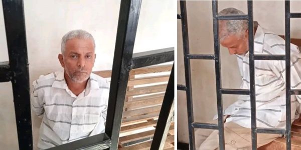 ""المتهم باغتصاب وقتل الطفلة مها مدهش داخل قفص المحكمة