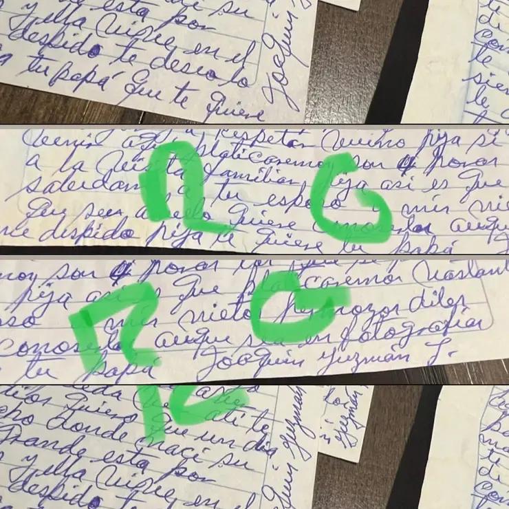 ""رسائل نشرتها روزا وتزعم انها من ابيها خواكين ال تشابو الذي يمضي حاليا عقوبة بالسجن مدى الحياة في الولايات المتحدة