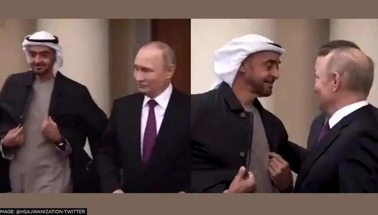 "بوتين يقدم معطفه لنظيره الإماراتي الشيخ محمد بن زايد"