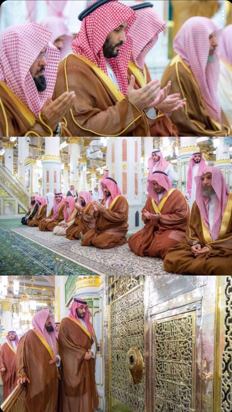 "محمد بن سلمان في المسجد النبوي ويصلي في الروضة الشريفة"