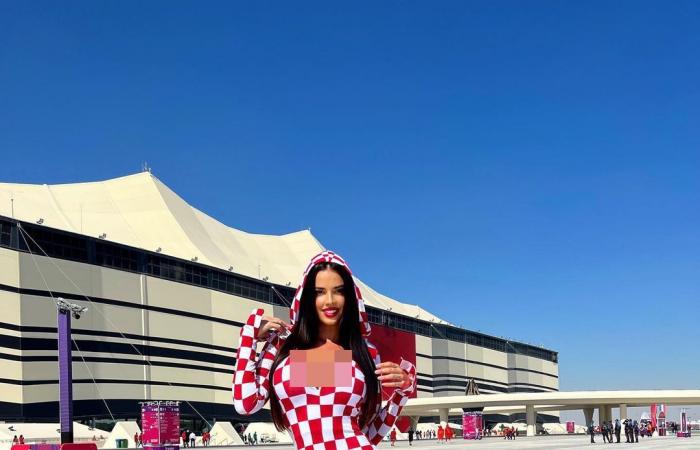 "ملكة جمال كرواتيا بإطلالة فاضحة في مونديال قطر"