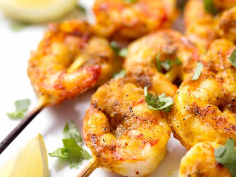 روبيان جامبو مشوي بالكركم