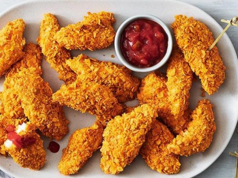 قطع دجاج تندر مقلية بالمقلاة الهوائية