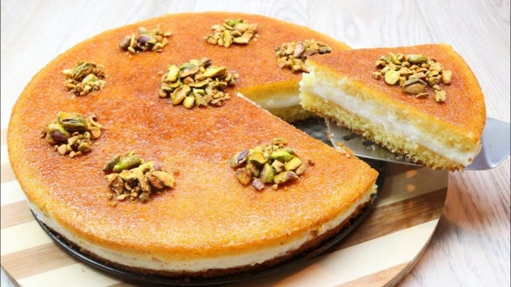 طريقة تحضير البسبوسة بالقشطة بدون فرن