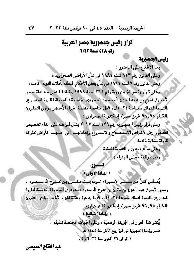 قرار من الرئيس المصري