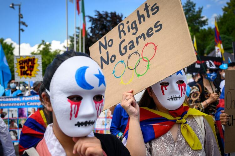 Uyghur Turks in US Protest 2022 Beijing Winter Olympics