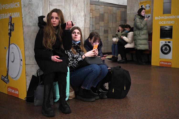 In Pictures: Ukrainians Flee, Take Shelter After Invasion 