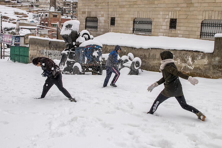 In Pictures: Major Snowstorm Hits Amman, Jordan