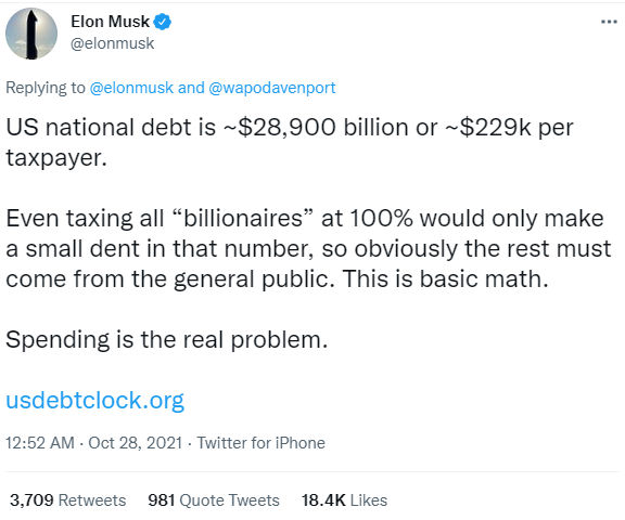 Elon Musk Tweet billionaires' tax