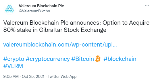 Gibraltar Valereum crypto