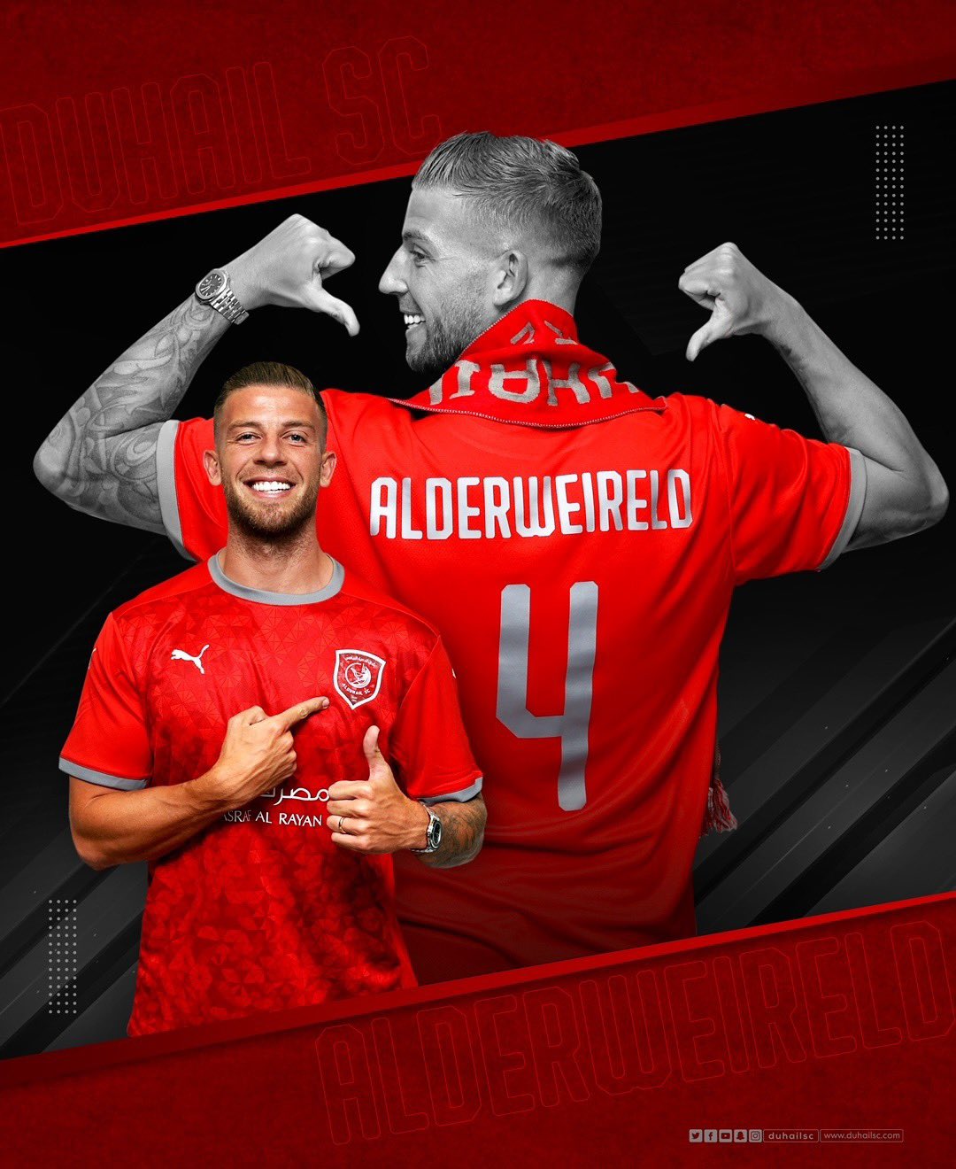 Alderweireld wears Al-Duhail's kit (Photo: @AlderweireldTob)