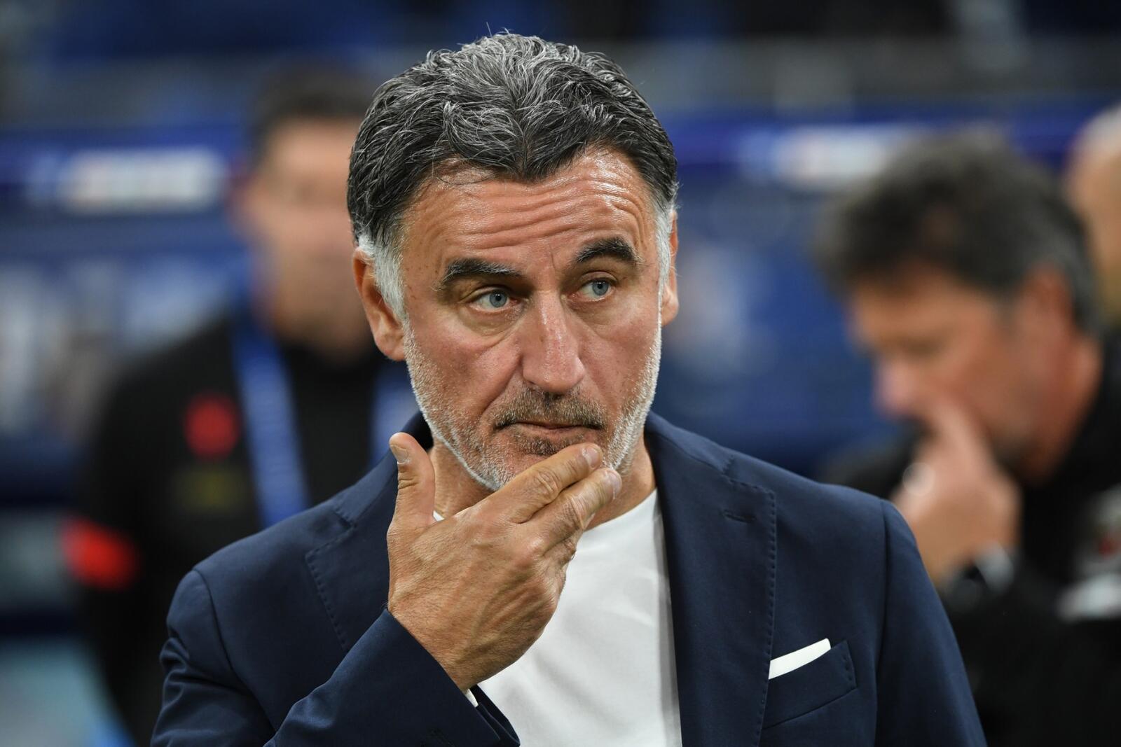 Nice's French coach Christophe Galtier reacts at the end of the French Cup final football match between OGC Nice and FC Nantes at the Stade de France, in Saint-Denis, on the outskirts of Paris, on May 7, 2022. (Photo by BERTRAND GUAY / AFP)