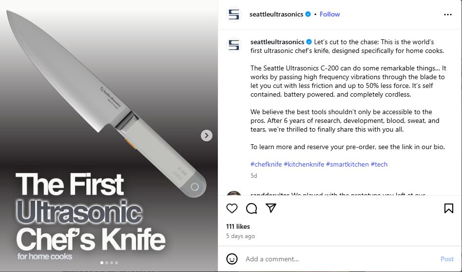ultrasonic chef's knife
