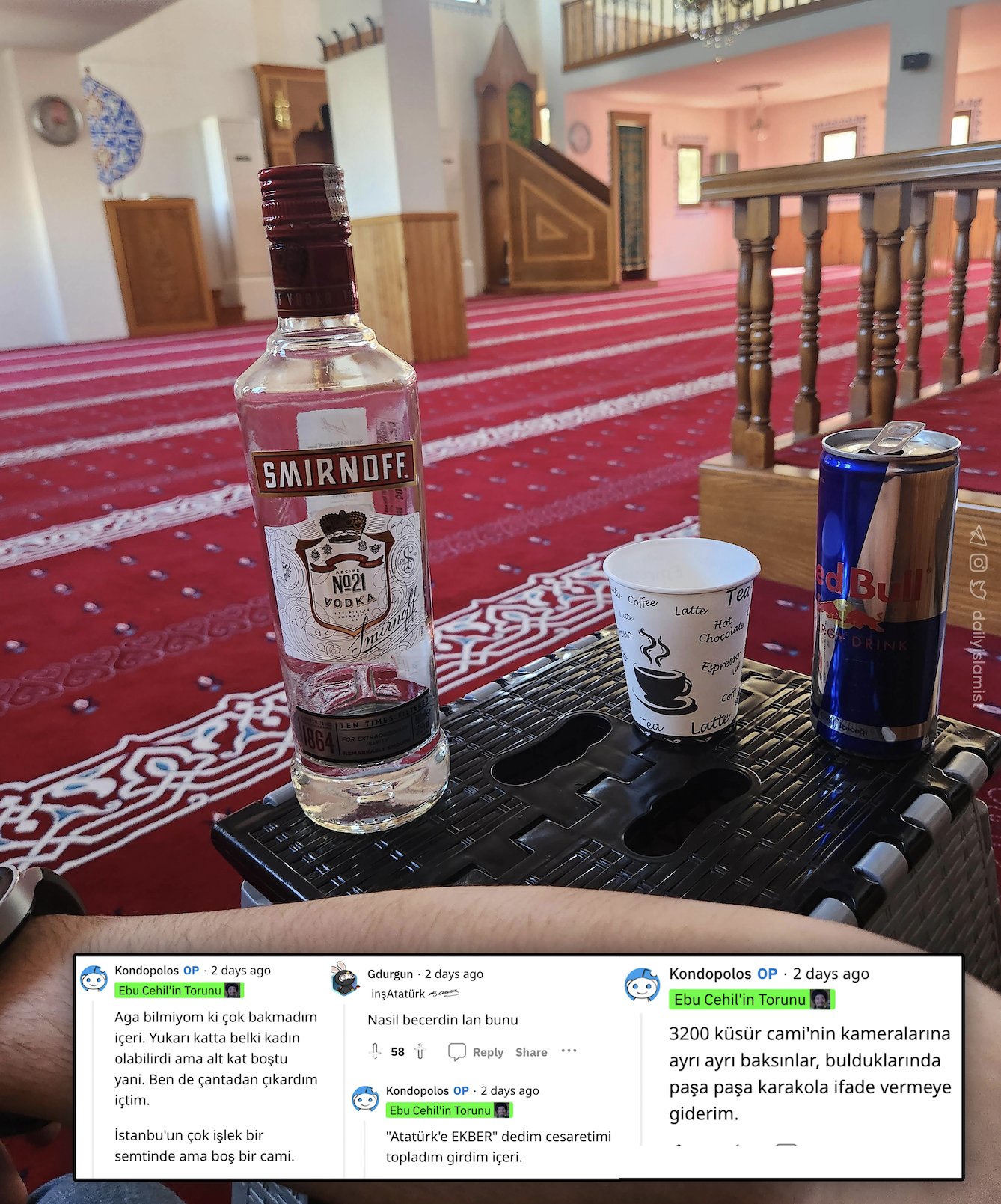 مجهول يشرب الفودكا في أحد مساجد إسطنبول