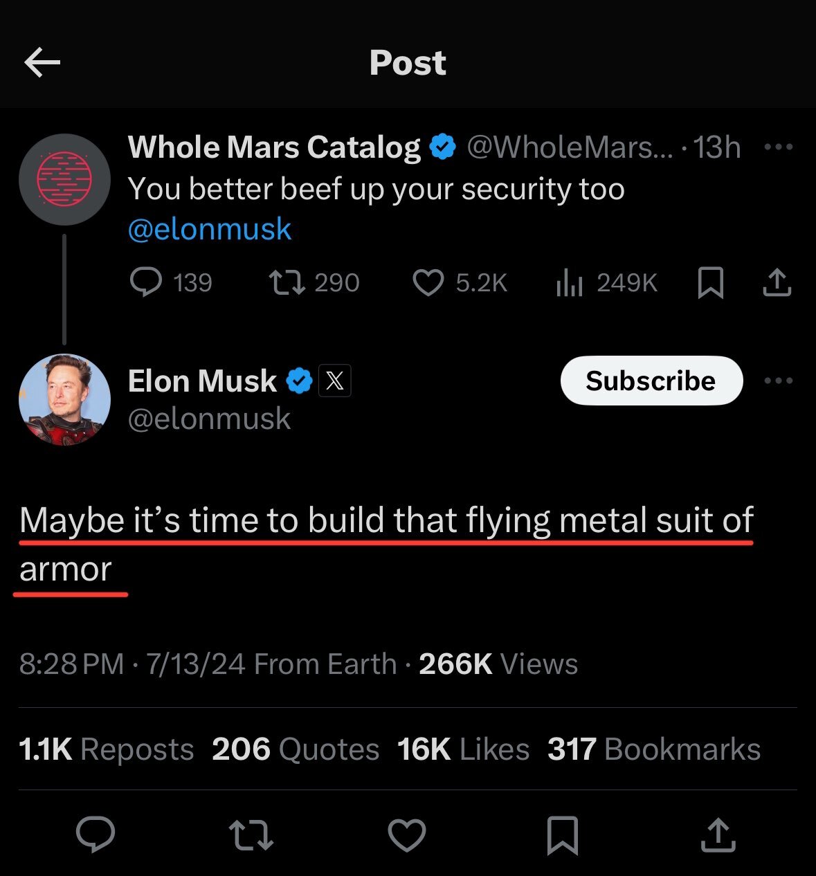 flying metal suit of armor