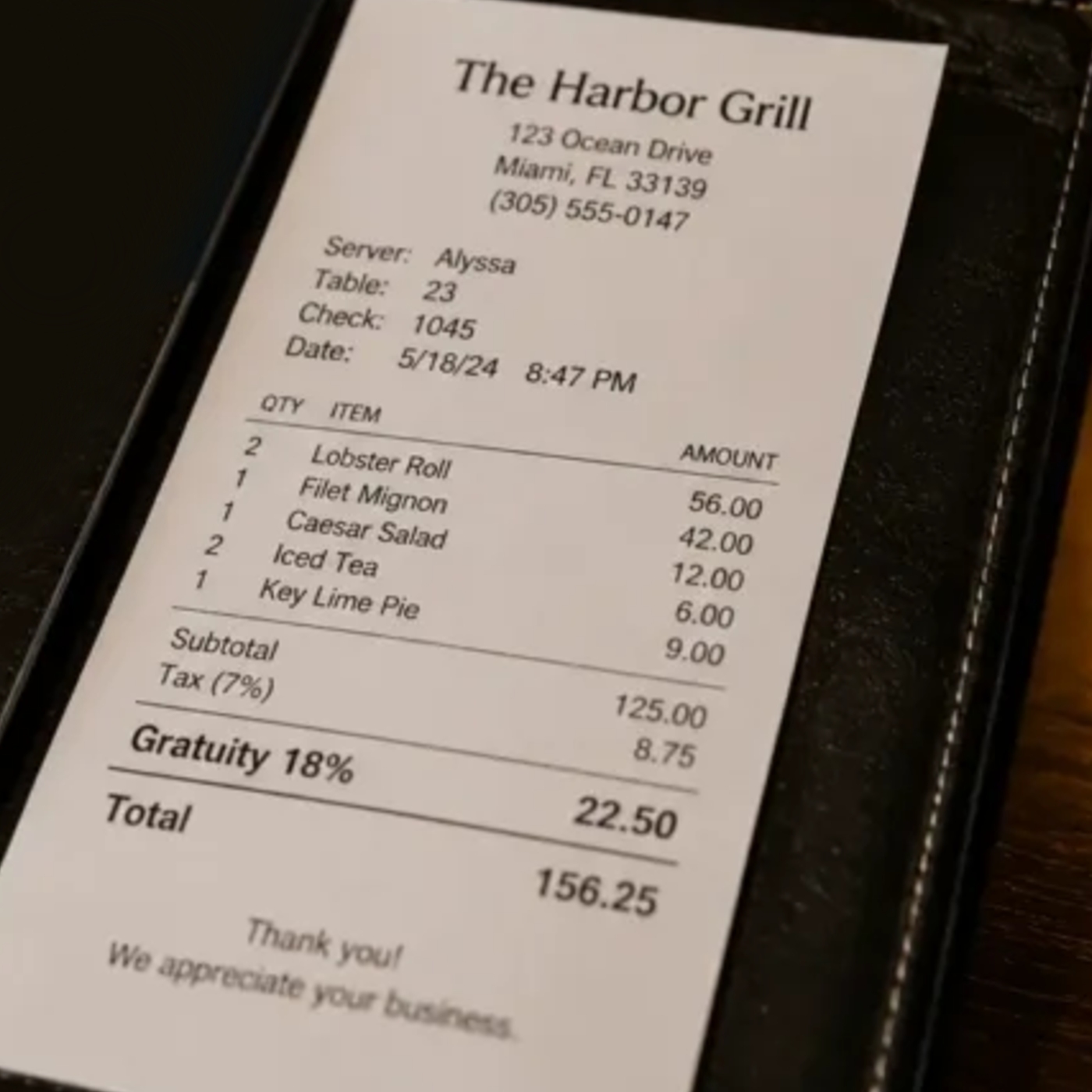 Restaurant Bill