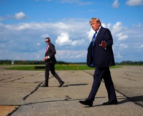 Trump getting off Air Force One