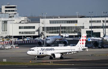 A Brussels Airlines aircraft is seen on the tarmac at Zaventem airport in Brussels