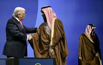 Trump and MBS shaking hands