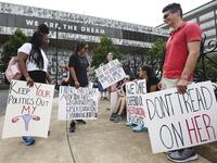 Protestors prepare to participate in a rally against one of the nation's most restrictive bans on abortions on May 19, 2019 in Montgomery, Alabama. Julie Bennett/Getty Images/AFP