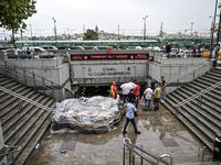Turkey's mega city Istanbul was lashed by a heavy rainstorm on August 17, killing a homeless man and leaving parts of the historic Grand Bazaar flooded.  Ozan KOSE / AFP