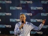 Retired Israeli General Benny Gantz, one of the leaders of the Blue and White (Kahol Lavan) political alliance, speaks during a campaign event in Yasud HaMaala in northern Israel on September 11, 2019. Israel will hold general elections on September 17. JALAA MAREY / AFP