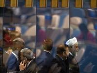 Iranian President Hassan Rouhani leaves the 74th Session of the General Assembly during the United Nations General Assembly September 25, 2019.  Don Emmert / AFP
