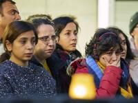 A woman weeps during a memorial service at Western University in London, Ontario on January 8, 2020 for the four graduate students who were killed in a plane crash in Iran. A Ukrainian airliner crashed shortly after take-off from Tehran on January 8 killing all 176 people on board, in a disaster striking a region rattled by heightened military tensions. Geoff Robins / AFP