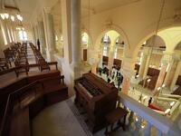 Guests visit the newly renovated Eliyahu Hanavi synagogue in the northwestern Egyptian city of Alexandria on January 10, 2020, on the day of its inauguration. The synagogue, boasting green and violet stained glass windows and towering marble columns, was built in its current form in 1850 by an Italian architect on top of the original edifice dating back to 1354. Khaled DESOUKI / AFP