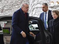 Turkish President Recep Tayyip Erdogan arrives to attend the Peace summit on Libya at the Chancellery in Berlin on January 19, 2020. World leaders gather in Berlin on January 19, 2020 to make a fresh push for peace in Libya. John MACDOUGALL / AFP