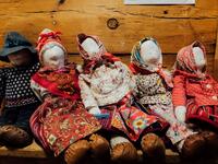 A picture taken on November 20, 2019 shows traditional dolls at the cultural centre on Kihnu island in the Baltic Sea, 10 kilometres (six miles) off the coast of Estonia. Steeped in folk traditions, Kihnu's historic way of life however is now threatened as economic hardship drives more and more islanders away in search of work. Alessandro RAMPAZZO / AFP