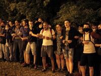 Opposition supporters protest after polls closed in Belarus' presidential election, in Minsk on August 9, 2020. Siarhei LESKIEC / AFP