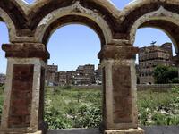 A picture taken on August 12, 2020, shows UNESCO-listed buildings in the old city of the Yemeni capital Sanaa. Flash floods triggered by torrential rains have killed at least 172 people across Yemen over the past month, damaging homes and UNESCO-listed world heritage sites, officials said. Mohammed HUWAIS / AFP