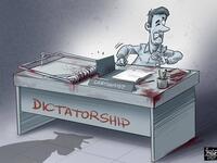 Cartoonists draw in solidarity with Emad Hajjaj, who was arrested in Jordan over a cartoon this week. (Image by Sanouni Imad/ Facebook)