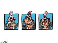 Cartoonist Omar Abdallat support Emad Hajjaj after being arrested by the Jordanian authorities. (Omar Adnan Al Abdallat/ Facebook)