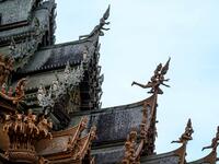 Inspired by the Thai temples in Ayutthaya, the building was designed by Thai businessman Lek Viriyaphan and is decorated with ornamentation from the Thai, Hindu, Buddhist, Chinese, and Khmer traditions. The construction started in 1981 and is not expected to be finished until 2025. Mladen ANTONOV / AFP