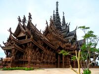 This photograph taken on September 1, 2020 shows the all wooden Sanctuary of Truth Hindu-Buddhist temple and museum in Pattaya. Mladen ANTONOV / AFP