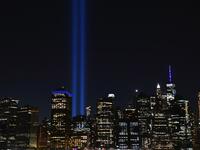 The Tribute in Light art installation shines into the sky over Manhattan on September 11, 2020 in New York to mark the 19th anniversary of the 9/11 attacks. Angela Weiss / AFP