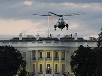U.S. Marine One, with President Donald Trump onboard, prepares to land on the South Lawn of the White House on October 5, 2020 in Washington, DC. Trump was returning to the White House after being treated for Covid-19 at Walter Reed National Military Medical Center. Drew Angerer/Getty Images/AFP Drew Angerer / GETTY IMAGES NORTH AMERICA / Getty Images via AFP