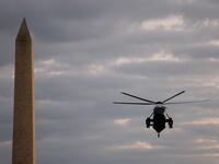 Marine One returns President Donald Trump to the White House from Walter Reed National Military Medical Center on October 05, 2020 in Washington, DC. Trump spent three days hospitalized for coronavirus. Win McNamee/Getty Images/AFP WIN MCNAMEE / GETTY IMAGES NORTH AMERICA / Getty Images via AFP