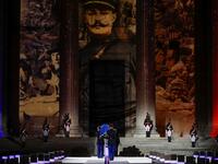 Soldiers carry the coffin of Late French writer Maurice Genevoix before being laid to rest in the crypt of the Pantheon mausoleum during a national tribute for Genevoix and 'Men of 14' as part of Armistice Day commemorations marking the end of World War I, on November 11, 2020, in Paris, as part of the commemorations marking the 102nd anniversary of the November 11, 1918 Armistice, ending World War I (WWI). AFP