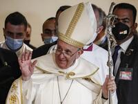 Pope Francis arrives at Baghdad's Saint Joseph Cathedral 