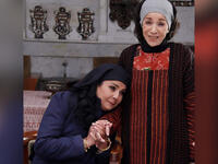 Sabah Jazairi with her sister comedian Samia Jazairi 