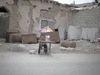On 29 October 2015 in East Ghouta, rural Damascus, an internally displaced boy sits with items he will sell.