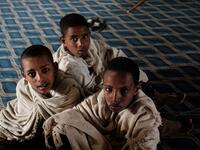 Young Ethiopian Orthodox devotees attend the Saint Michael's anniversary celebration at St. Michael church in Mekele, the capital of Tigray region, Ethiopia