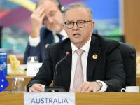 ريو دي جانيرو، البرازيل، 19 نوفمبر/تشرين الثاني 2024. أنتوني ألبانيزي، رئيس وزراء أستراليا، خلال اجتماع في الجلسة العامة لقمة مجموعة العشرين (G20).