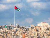 Flag of Jordan in capital Amman